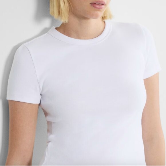 Aritzia Sunday Best Little Ribbed Tshirt Sz L - Picture 2 of 7